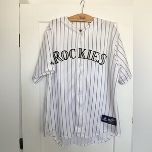 Colorado Rockies #45 Mark Thompson Jersey Vintage Stripes White XL